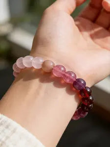 Handmade bead pink irregular blending natural stone and imitation crystal daily wear fashion accessories suitable